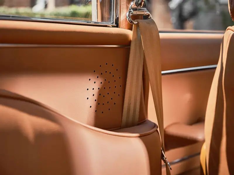 Interior with tan leather upholstery