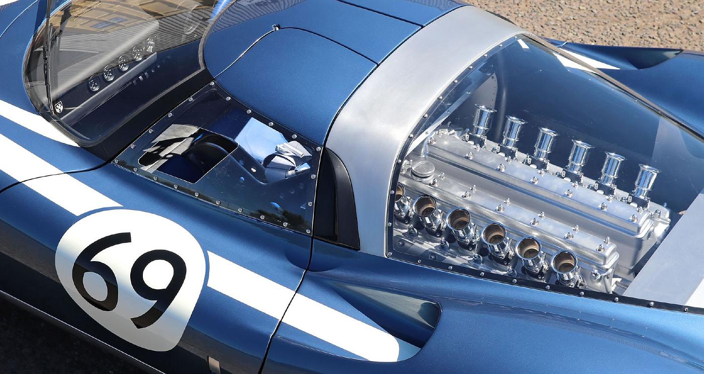The LM69’s tera quad-cam V12 through the clear deck lid