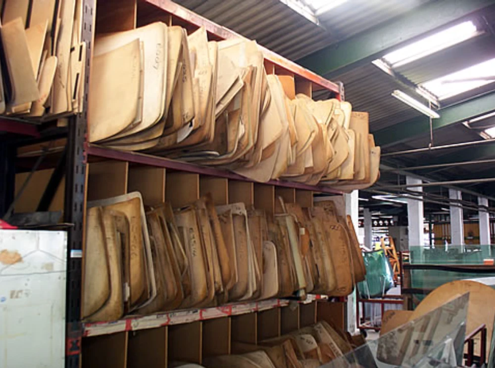 Jaguar XJ13 Production area stock of flat wooden glass templates